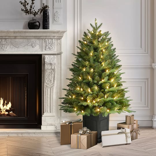 Puleo International 4ft. Pre-Lit Fraser Fir Potted Artificial Christmas Tree